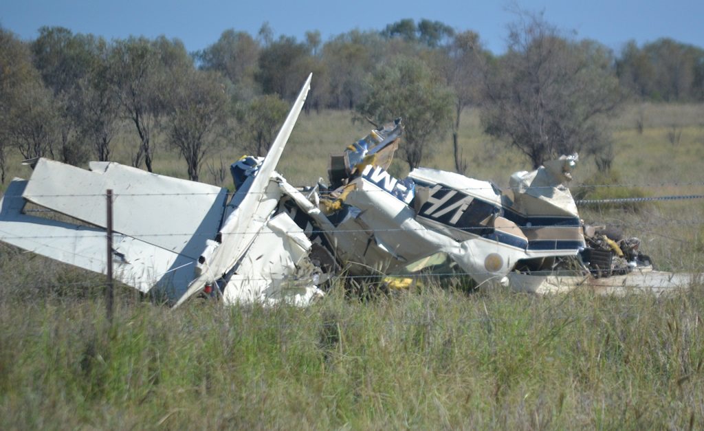 The Roma plane crash that killed two men last month. The Roma plane crash that killed two men last month.